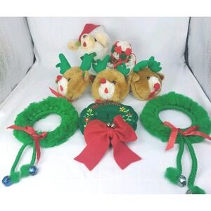 8 Vintage Christmas Door Knob Covers Knobbies Bear Lamb Handmade Wreath Crochet